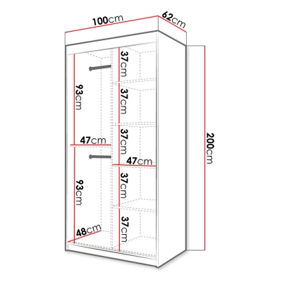 Kombinovaná šatníková skriňa 100 cm LUNIVE 1 - biela