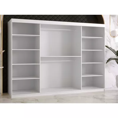 Zrkadlová šatníková skriňa 250 cm LUNIVE 2 - biela