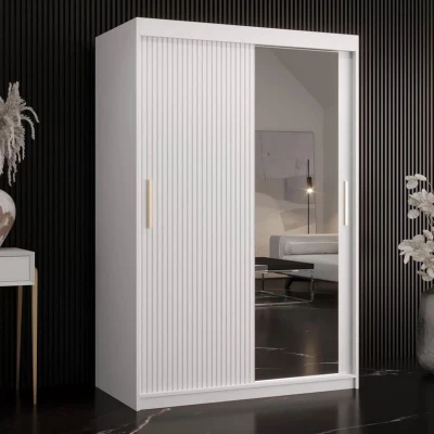 Šatníková skriňa 120 cm so zrkadlom LONZO 2 - biela