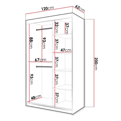 Šatníková skriňa 120 cm so zrkadlom LONZO 2 - biela