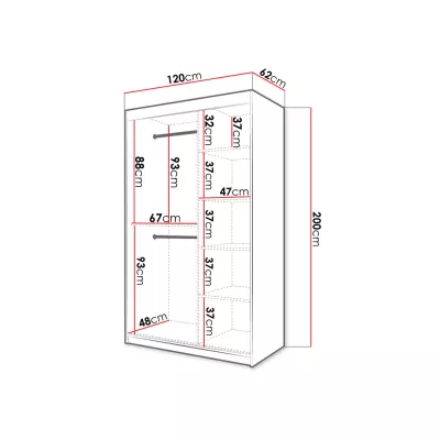 Šatníková skriňa 120 cm so zrkadlom LONZO 2 - čierna