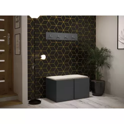Nábytok do chodby s čalúnenými panelmi 42x42 SELAND 7 - grafit / svetlý béžový
