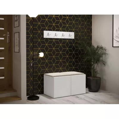 Nábytok do chodby s čalúnenými panelmi 42x42 SELAND 7 - biely / svetlý béžový