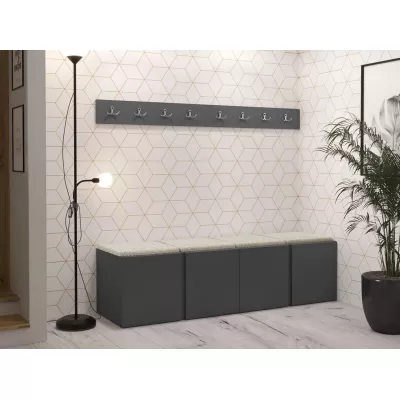Nábytok do chodby s čalúnenými panelmi 42x42 SELAND 8 - grafit / svetlý béžový