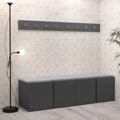 Nábytok do chodby s čalúnenými panelmi 42x42 SELAND 8 - grafit / šedý