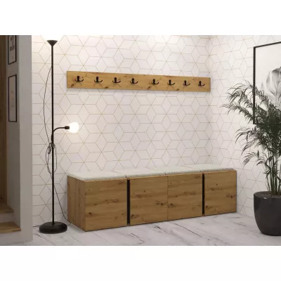 Nábytok do chodby s čalúnenými panelmi 42x42 SELAND 8 - artisan / čierny / svetlý béžový