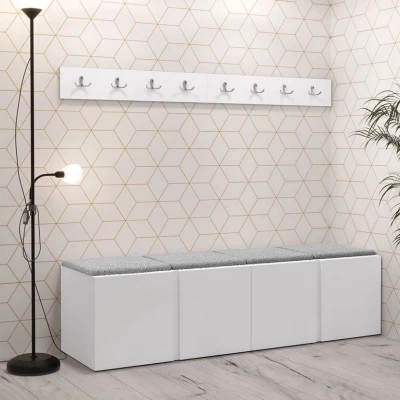 Nábytok do chodby s čalúnenými panelmi 42x42 SELAND 8 - biely / šedý