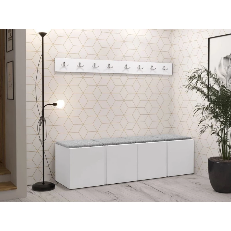 Nábytok do chodby s čalúnenými panelmi 42x42 SELAND 8 - biely / šedý