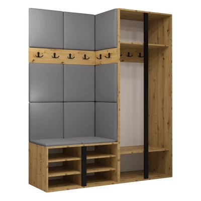 Stena do predsiene s čalúnenými panelmi 42x42 SELAND 10 - artisan / čierna / šedá