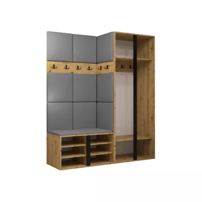 Stena do predsiene s čalúnenými panelmi 42x42 SELAND 10 - artisan / čierna / šedá