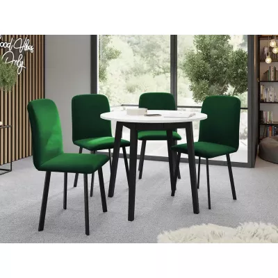 Okrúhly rozkladací stôl so 4 stoličkami SALPA 2 - biely / čierny / zelený