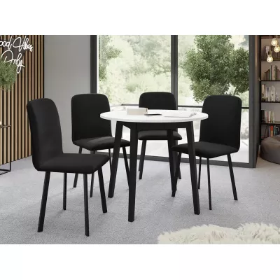 Okrúhly rozkladací stôl so 4 stoličkami SALPA 2 - biely / čierny