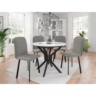 Rozkladací stôl so 4 stoličkami SALPA 1 - biely / čierny / strieborný