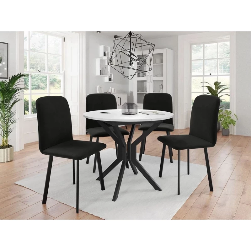 Rozkladací stôl so 4 stoličkami SALPA 1 - biely / čierny