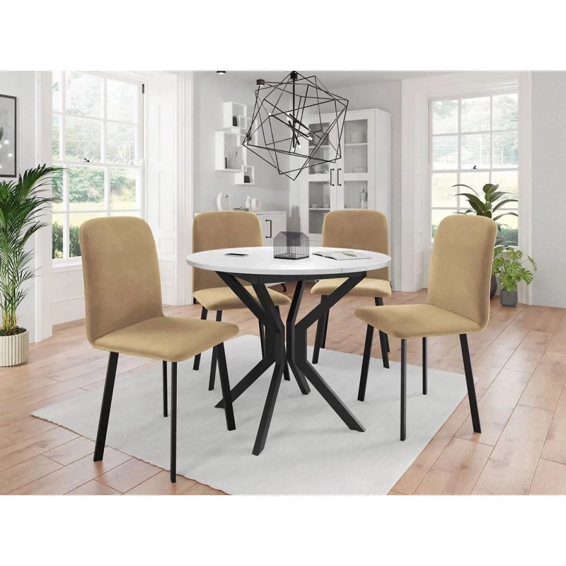 Rozkladací stôl so 4 stoličkami SALPA 1 - biely / čierny / hnedý