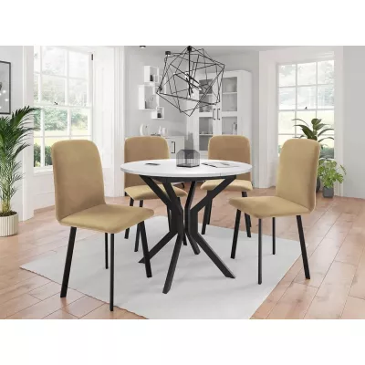 Rozkladací stôl so 4 stoličkami SALPA 1 - biely / čierny / hnedý