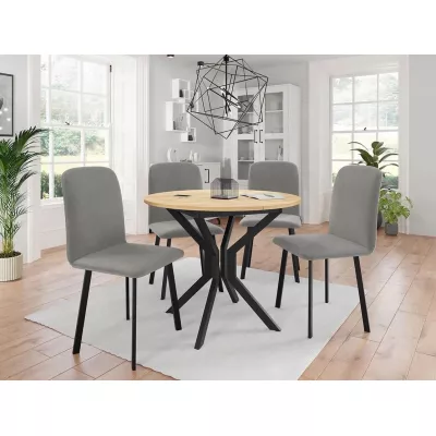 Rozkladací stôl so 4 stoličkami SALPA 1 - dub kraft / čierny / strieborný