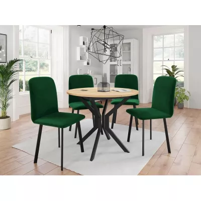 Rozkladací stôl so 4 stoličkami SALPA 1 - dub kraft / čierny / zelený