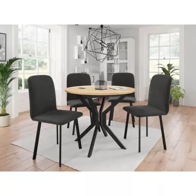 Rozkladací stôl so 4 stoličkami SALPA 1 - dub kraft / čierny / šedý