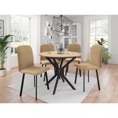 Rozkladací stôl so 4 stoličkami SALPA 1 - dub kraft / čierny / hnedý