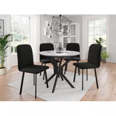 Rozkladací stôl so 4 stoličkami SALPA 1 - šedý mramor / čierny