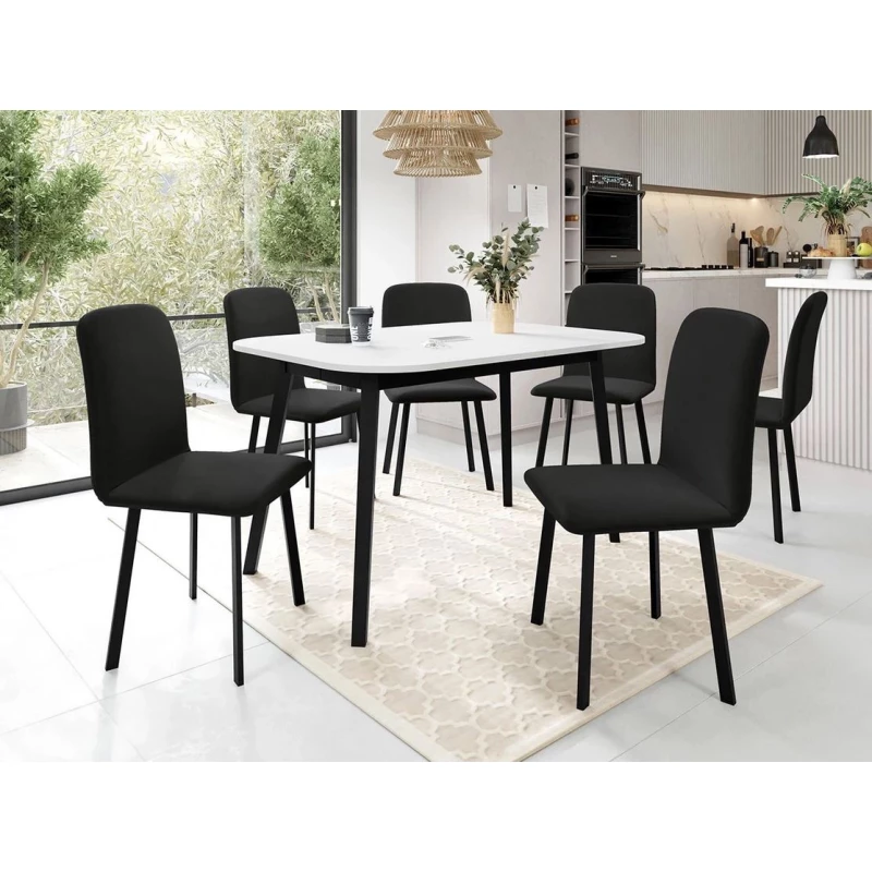 Jedálenský set 6+1 MELRA - biely / čierny