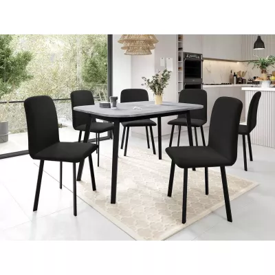 Jedálenský set 6+1 MELRA - šedý mramor / čierny