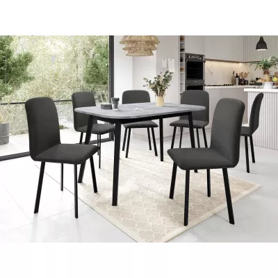 Jedálenský set 6+1 MELRA - šedý mramor / čierny / šedý