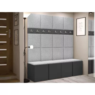 Stena do predsiene s botníkom a panelmi 42x42 SELAND 6 - grafit / šedá