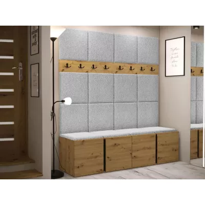 Stena do predsiene s botníkom a panelmi 42x42 SELAND 6 - artisan / čierna / šedá