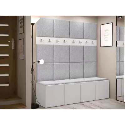 Stena do predsiene s botníkom a panelmi 42x42 SELAND 6 - biela / šedá