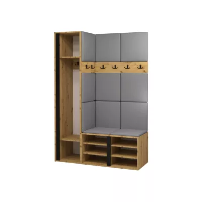 Predsieňová stena s botníkom a panelmi 42x42 SELAND 5 - artisan / čierna / svetlá béžová