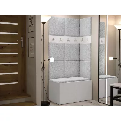 Predsieňová stena s čalúnenými panelmi 42x42 SELAND 1 - biela / šedá