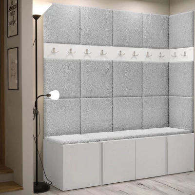 Stena do predsiene s čalúnenými panelmi 42x42 SELAND 2 - biela / šedá