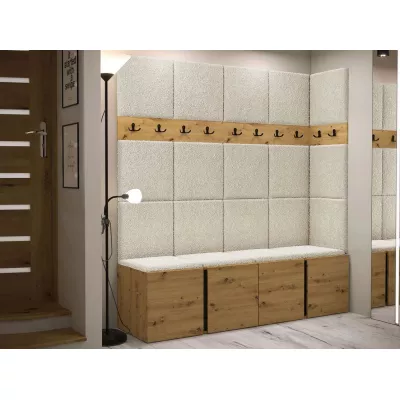Stena do predsiene s čalúnenými panelmi 42x42 SELAND 2 - artisan / čierna / svetlá béžová
