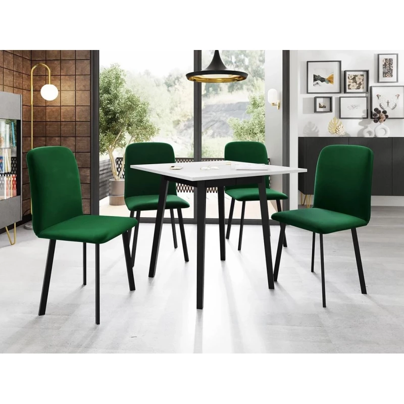 Jedálenský set 4+1 PHOBIE - biely / čierny / zelený