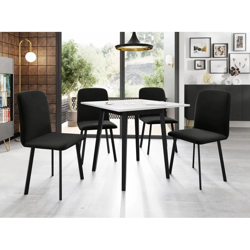 Jedálenský set 4+1 PHOBIE - biely / čierny