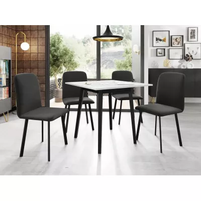 Jedálenský set 4+1 PHOBIE - biely / čierny / šedý