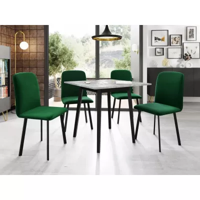 Jedálenský set 4+1 PHOBIE - šedý mramor / čierny / zelený