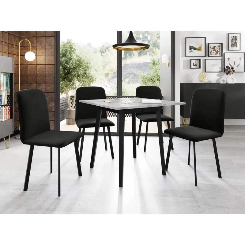 Jedálenský set 4+1 PHOBIE - šedý mramor / čierny
