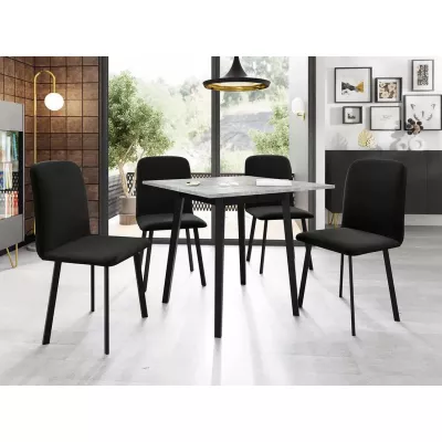 Jedálenský set 4+1 PHOBIE - šedý mramor / čierny