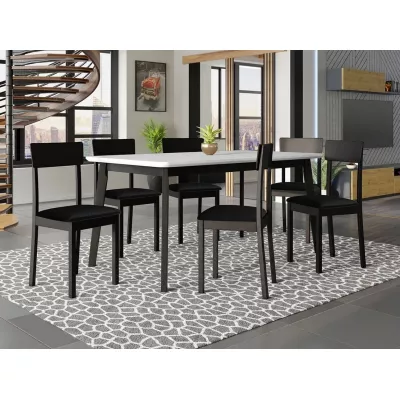 Rozkladací stôl 160 cm so 6 stoličkami ADELBITE 7 - biely / čierny / čierny