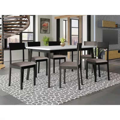 Rozkladací stôl 160 cm so 6 stoličkami ADELBITE 7 - biely / čierny / hnedý 1