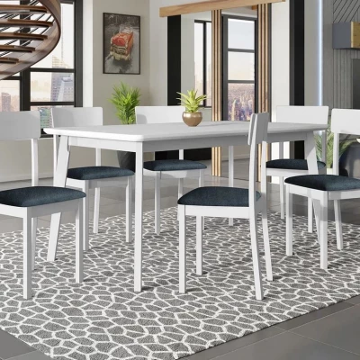 Rozkladací stôl 160 cm so 6 stoličkami ADELBITE 7 - biely / modrý