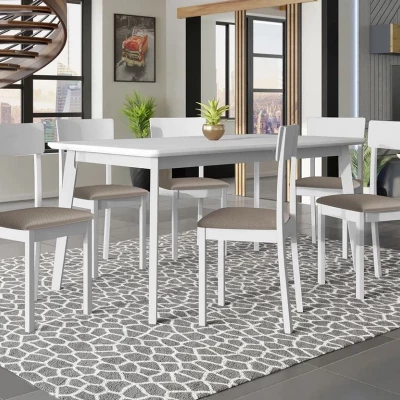Rozkladací stôl 160 cm so 6 stoličkami ADELBITE 7 - biely / béžový