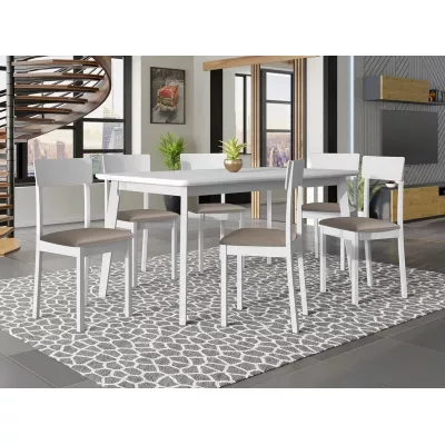 Rozkladací stôl 160 cm so 6 stoličkami ADELBITE 7 - biely / béžový