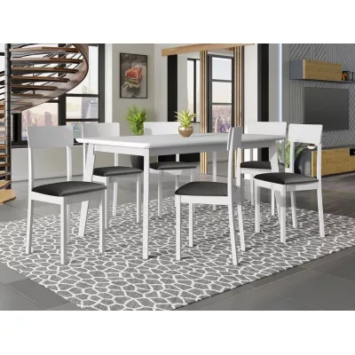 Rozkladací stôl 160 cm so 6 stoličkami ADELBITE 7 - biely / oceľový šedý