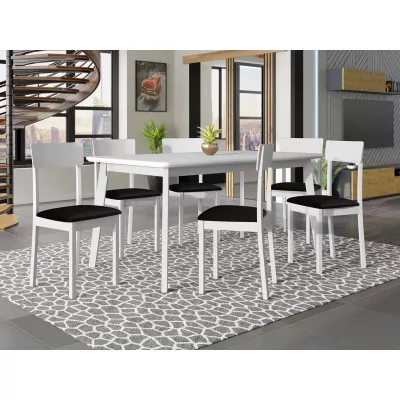 Rozkladací stôl 160 cm so 6 stoličkami ADELBITE 7 - biely / čierny