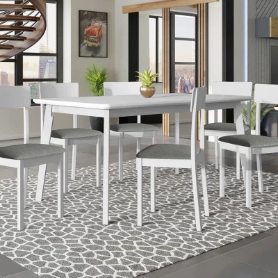 Rozkladací stôl 160 cm so 6 stoličkami ADELBITE 7 - biely / šedý