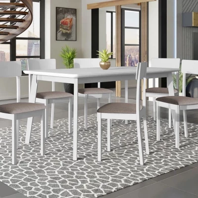Rozkladací stôl 160 cm so 6 stoličkami ADELBITE 7 - biely / hnedý 1